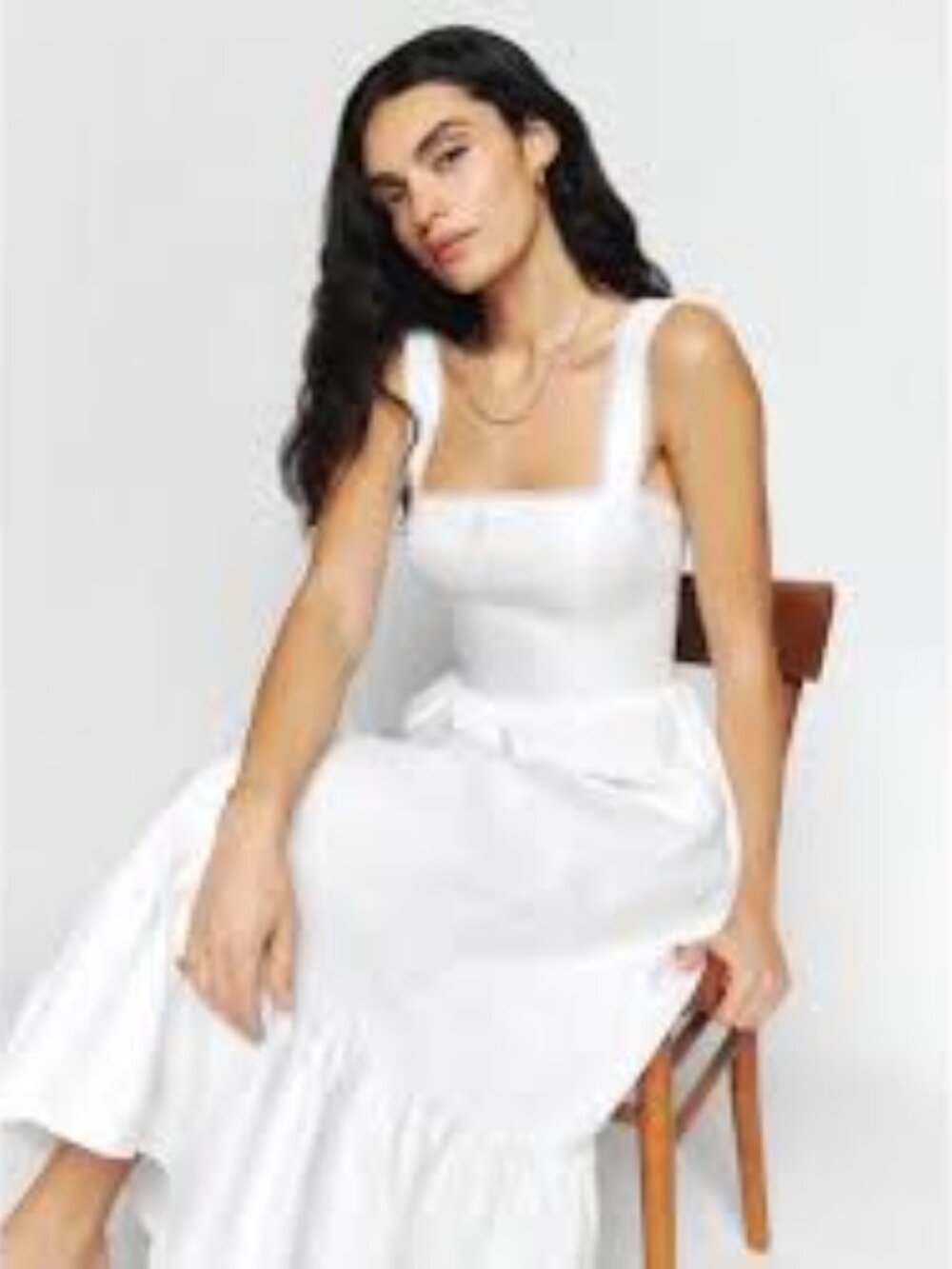 57 - NWT REFORMATION ROWEN SQUARE NECK SMOCKED LINEN SUNDRESS - Picture 4 of 5